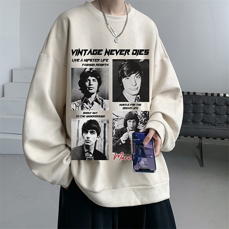 麂皮绒卫衣男大码重磅长袖t恤男JW81451-P35加绒款P45，男装T恤，电商A040