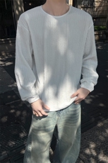 休闲圆领打底上衣男慵懒cleanfit长袖T恤肌理感5Q4060-TP2548，男装T恤，电商A102