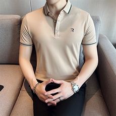 2023夏季翻领短袖Polo衫刺绣大码弹力半袖上衣T062-P35，男装T恤，电商D342