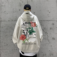供抖音丶重磅高品棉350克排扣连帽玫瑰卫衣LW6107-特p58控78，男装卫衣，星座508（原C305）