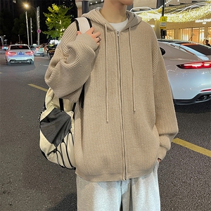 双拉链针织开衫男女韩版潮流宽松百搭帅2024秋冬ins毛衣MZ456-P57图片