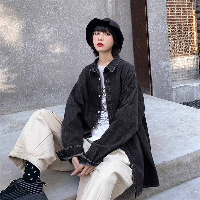 中性风23新款秋季时尚百搭宽松翻领潮流衬衫外套S100P55控65,男装衬衫,A247A