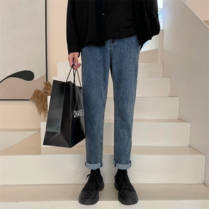 双色牛仔裤男搭配马丁靴韩版潮流弹力显瘦裤子B381-2/870/P68图片