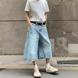气质慵懒流行牛仔七分裤文艺潮流无品牌百搭简约新款ins时尚原宿图片