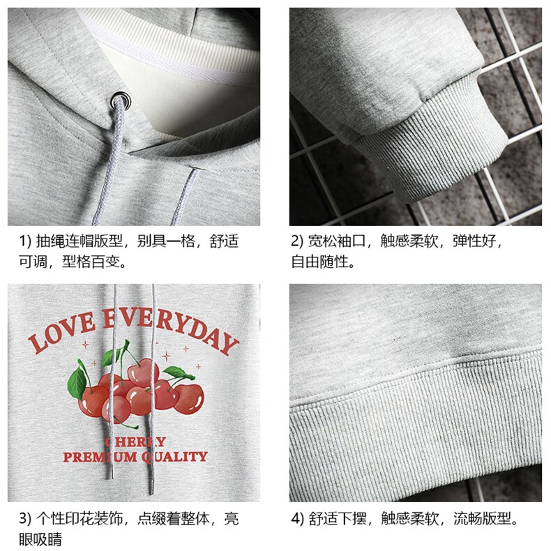 WY2325-P35加绒款-P40纯棉连帽卫衣男大码运动帽衫宽松薄网格,男装卫衣,电商A040A