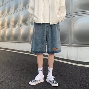 美式牛仔裤男春秋新款休闲直筒裤刺绣松紧腰N123P35图片