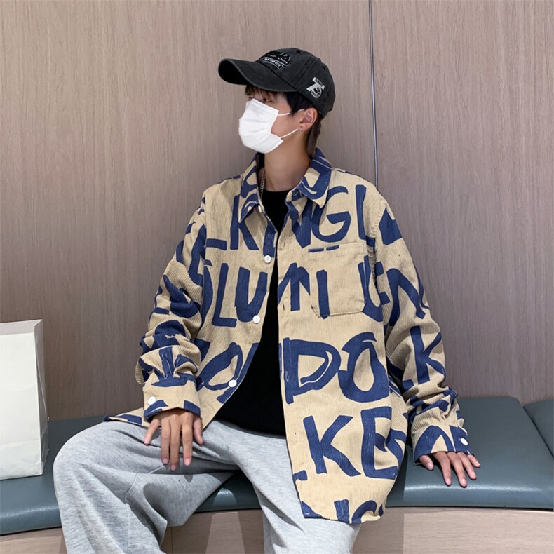2023字母长袖衬衫日系港风ins宽松衬衣男生休闲外套CS030-P40,男装衬衫,星座308B-1