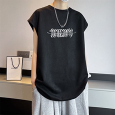 可设48小时发货支持抖音得物来样二开240克重磅美式麂皮绒背心t恤，男装背心/马甲，电商A486-1