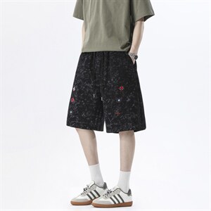 深度库存刺绣弯刀短裤 染裤子P35 控68，男装牛仔裤，电商D205