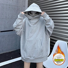 抖音得物二开美式高街重磅宽松结构工艺防风高领连帽卫衣外套W67，女装短外套，电商A486-1