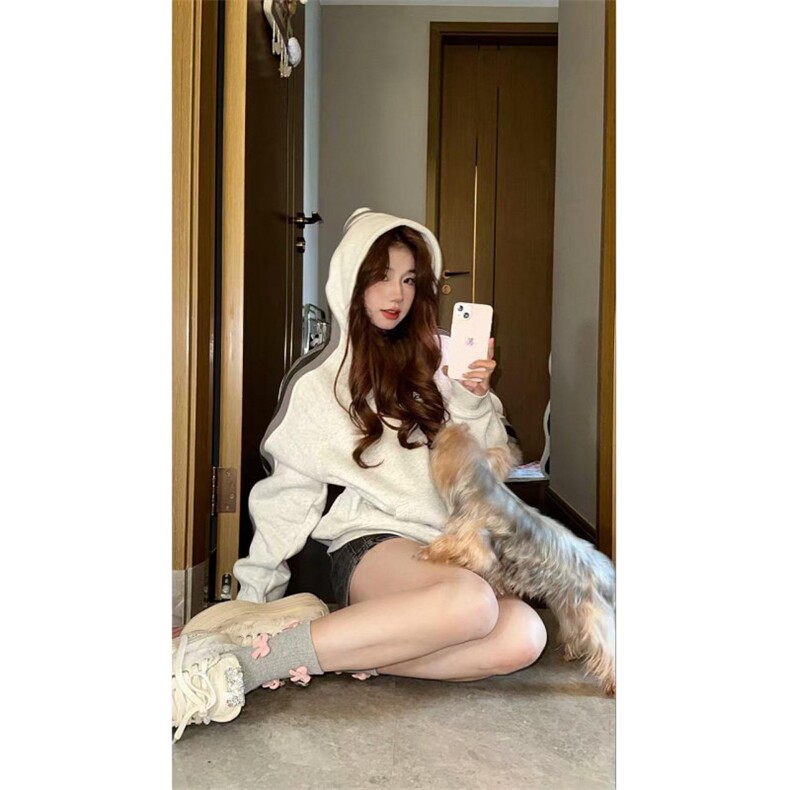 【有货】ootd美式拼接卫衣男女插肩袖情侣连帽外套W164HH-特55,男装卫衣,星座1007（原301D）