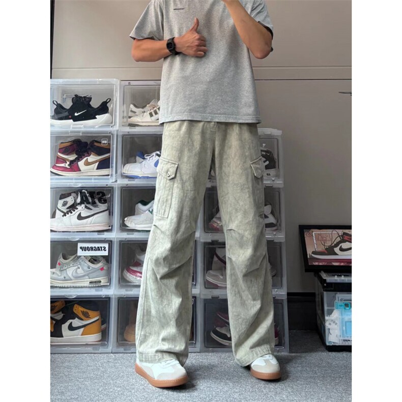 【有货的】杏色扎染工装裤男女美式复古大口袋裤子G810WW-特P58,男装工装外套,星座1007（原301D）