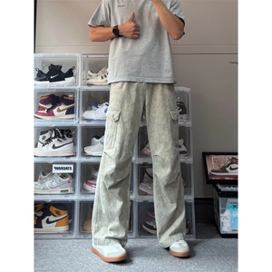 【有货的】杏色扎染工装裤男女美式复古大口袋裤子G810WW-特P58图片