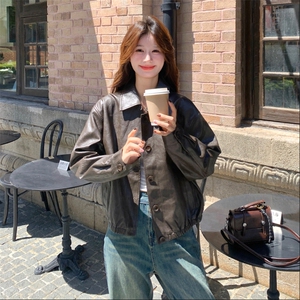 复古百搭时尚皮衣外套女2025秋季新款韩版时尚小个子短款PU皮夹克图片