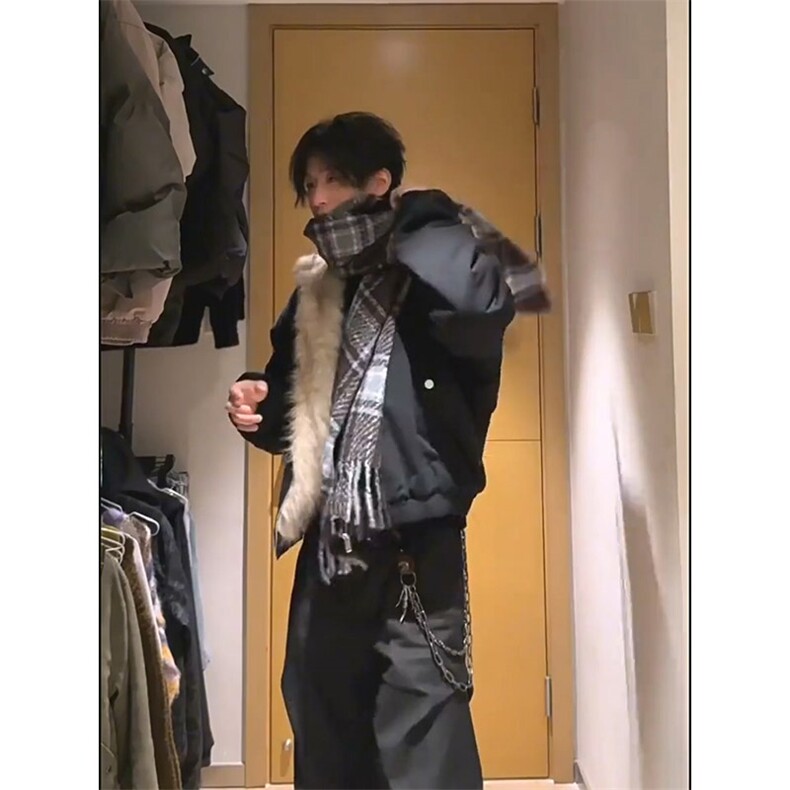 现货高品质美式高街冬季重磅硬挺短款座山雕毛领棉衣男女加厚外套,男装棉衣,电商A486