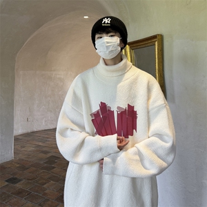 高质量！秋冬季高领毛衣男士加绒加厚翻领针织衫男毛衣FL57-P45图片