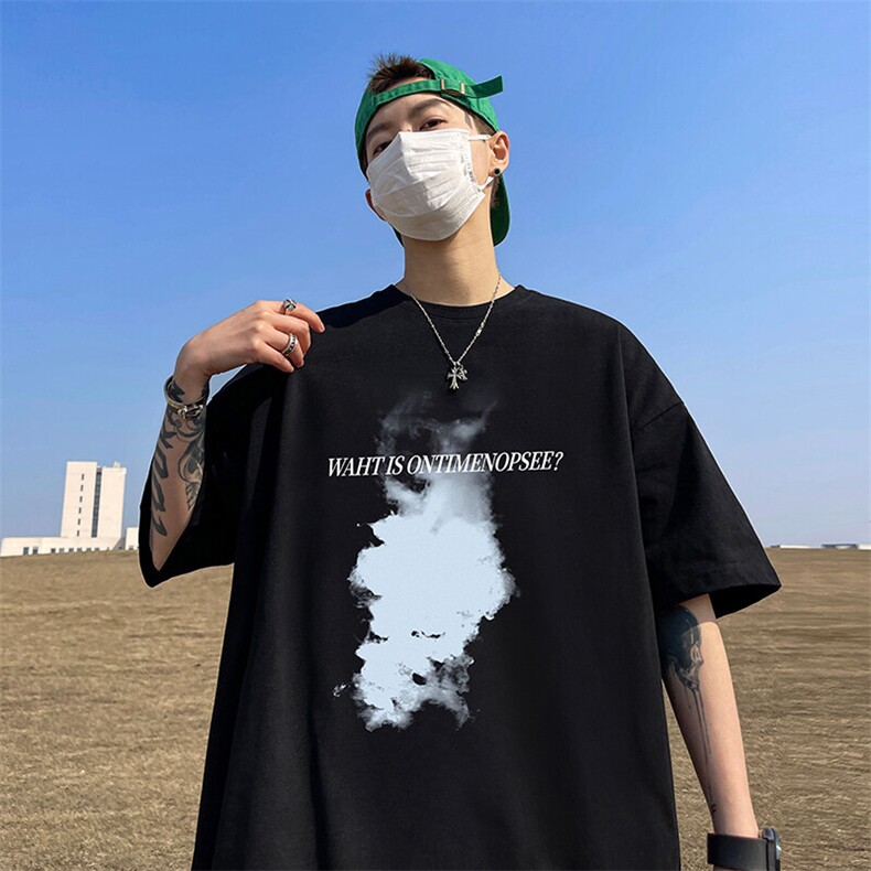 抖音得物二开现货220克夏装重磅美式高街宽松短袖t恤MT195,男装T恤,电商A486-1