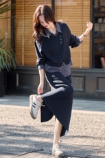 时尚套装女2025秋新款减龄假两件衬衫拼接马甲垂感半身裙两件套，女装套装/套裙，流量+