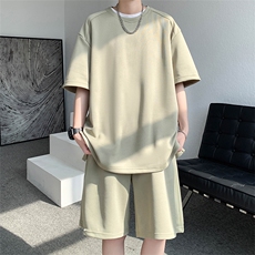 抖音~280g重磅夏季短袖t恤短裤套装A416P65，男装牛仔裤，电商A309