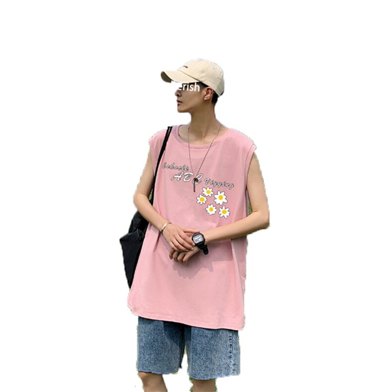 ！港风2023夏季无袖背心男加肥加大码宽松短袖T恤男BX263-P20,男装背心/马甲,电商B371