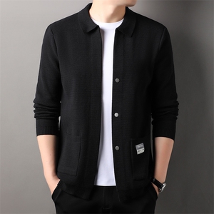 春秋季男士休闲针织开衫中青年翻领薄款毛衣外套韩版修身线衣外穿