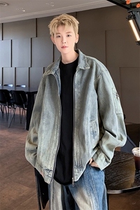 秋季新款港风美式vibe潮流百搭拼接款翻领牛仔夹克ins JK1277-P70图片