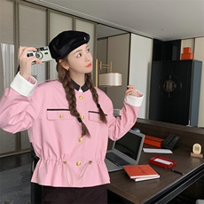 粉色小香风短外套女春秋2025新款小个子时尚洋气休闲百搭减龄上衣，女装短外套，帛香坊