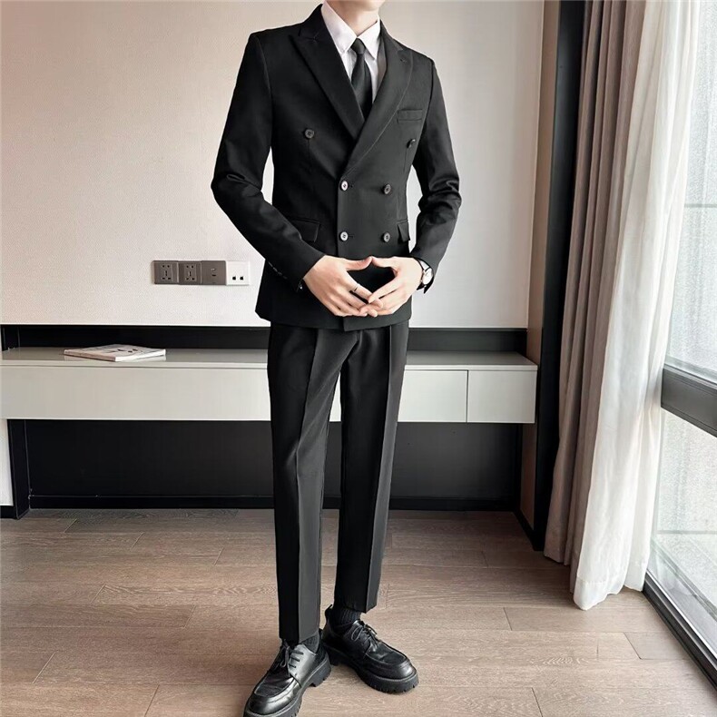 痞帅气质双排扣西装潮流商务正装休闲新郎结婚礼服西服外套XY220,男装西服,星座601-1