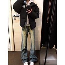 牛仔裤男直筒宽松阔腿美式高街风裤设计感长裤男装牛仔裤NZK9150，男装牛仔裤，星座302B-2