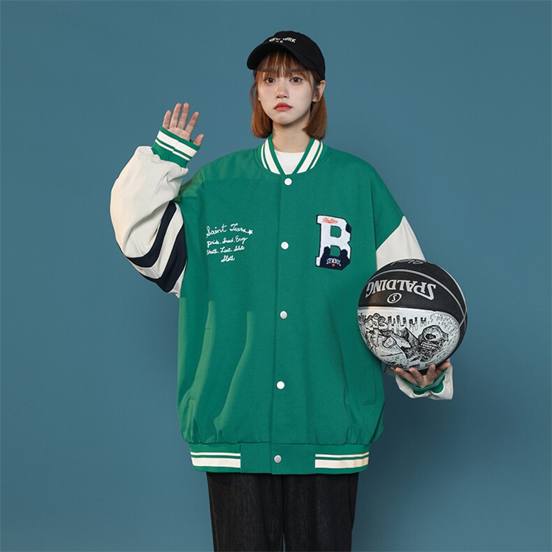 中性风上衣夹克宽松落肩拼色棒球服外套XZ214-8JK712-P75,男装夹克,星座1204-3