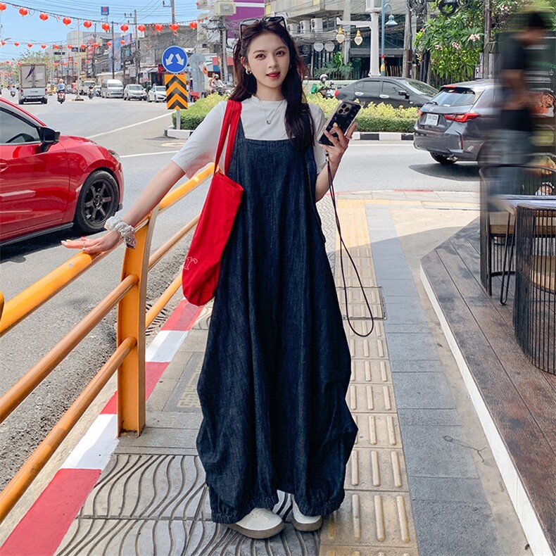超好看牛仔背带连衣裙女2025春夏季新款韩系设计感小众宽松,女装连衣裙,2C216