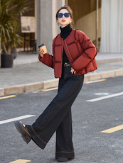 短款羽绒服女款冬季2024新款白鸭绒小个子超厚面包服外套，女装羽绒服，橙子家