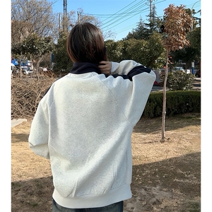 抖音得物高品质 美式高街重磅结构织带拼接撞色立领卫衣外套 CM41图片