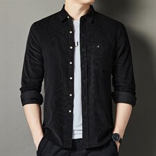 衬衫男长袖商务秋季纯色衬衣男士内搭中年纯棉寸衫BJY8805-P80图片