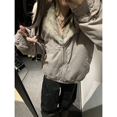 现货高品质美式高街冬季重磅硬挺短款座山雕毛领棉衣男女加厚外套，男装棉衣，电商A486-1