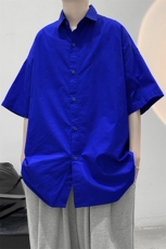 短袖衬衫纯棉夏季五分袖港风潮牌休闲衬衣服A436-0601-P4560，男装衬衫，电商A436