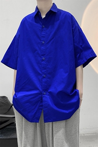 短袖衬衫纯棉夏季五分袖港风潮牌休闲衬衣服 A436-0601-P4560图片
