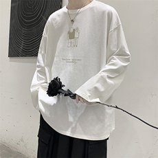 青少年秋季情侣装港风大码T恤纯棉长袖打底衫男NQY676TP25控价38，男装T恤，电商A102-1