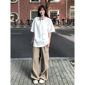 夏季美式高街ins重磅拉链装饰短袖T桖货号TX25172P35图片