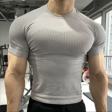 美式修身吸湿排汗训练健身运动短袖运动速干圆领上衣T恤DT23P35，男装T恤，电商D256-1(原A064-1)