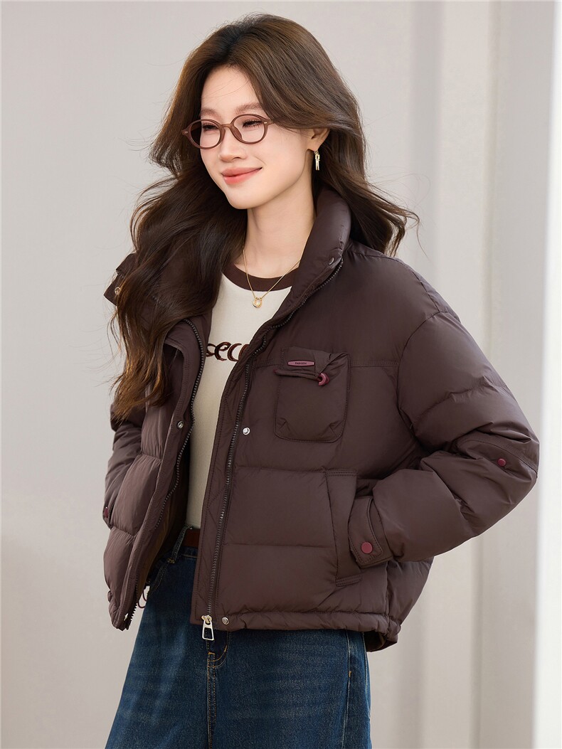 现货2025冬季新款休闲时尚无帽女士保暖加厚羽绒服,女装羽绒服,木子恋
