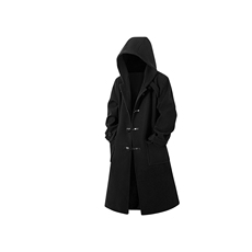 港风重磅牛角扣连帽毛呢大衣男秋冬宽松外套MN00706/P125加棉P135，男装毛呢大衣，电商B316