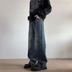 xz905-2-Z024##P65-（控98）立体猫须工艺水洗牛仔裤，男装牛仔裤，星座905-2