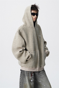 美式条纹连帽拉链设计卫衣无影墙S-XL开衫卫衣WY78109特P65控98图片