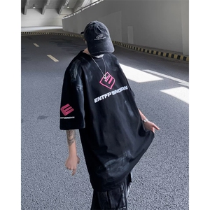 印花短袖T恤男女街头做旧嘻哈美式潮牌休闲上衣个性T25033-P32图片