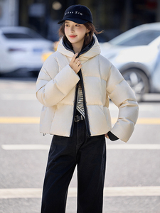 水衣源2783款短款连帽加厚保暖面包服茧形羽绒外套女图片