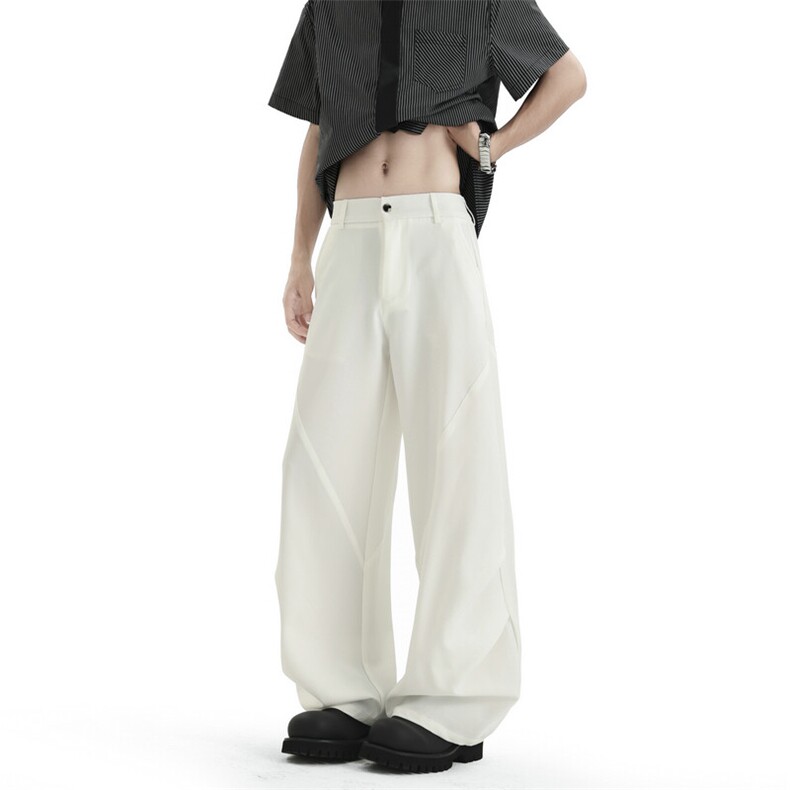 得物抖音脚口双折垂感西裤马吉拉拖地长裤504-K883-特P33控69，男装西裤，星座504