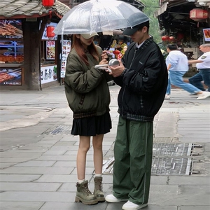 棉服加厚军绿色飞行员夹克男胖子高级感oversize棒球服大码外套图片