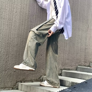 秋季新款水洗牛仔裤男宽松美式复古高街直筒长裤子K1072-P58图片