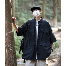 五分袖日系潮潮流男时尚标准纯色衬衫夏季工装短袖衬衫YC92P40，男装衬衫，星座1116-2